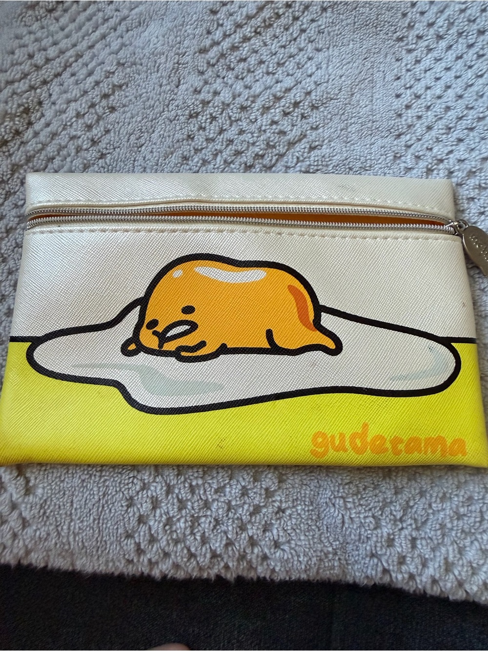 ME Makeover Essentials Cream Zip Pouch with Gold 'meh...' Charm